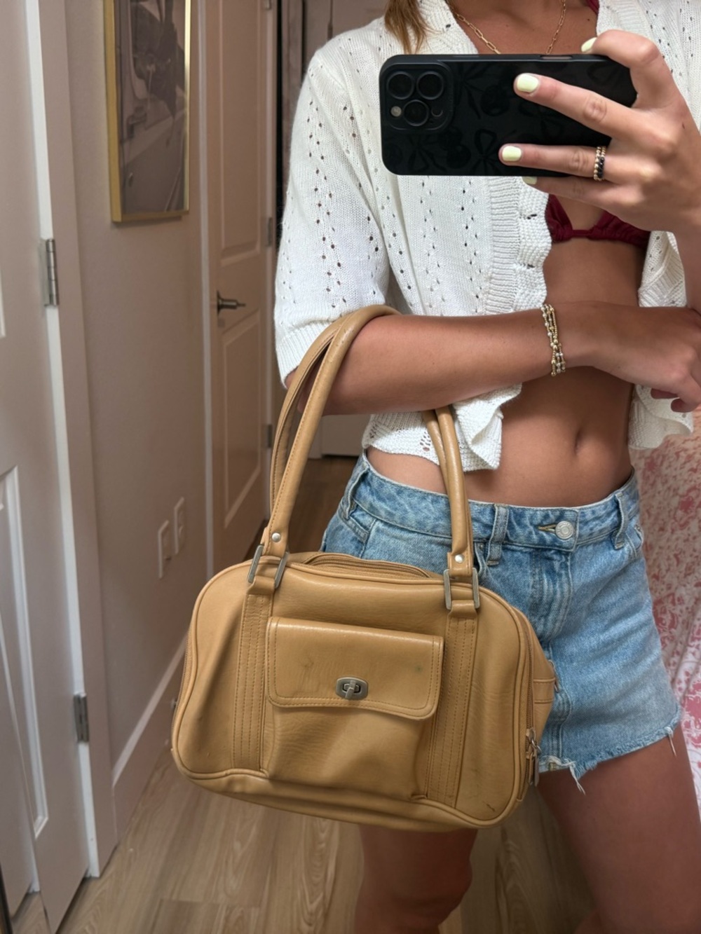 Tan Leather Top-Handle Women's Bag